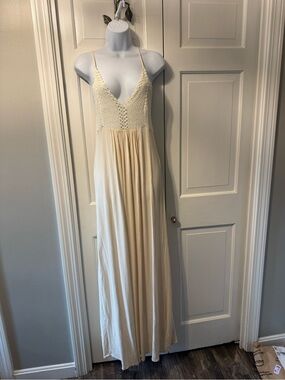 Ark & Co Cream Crochet-Top Maxi Dress
